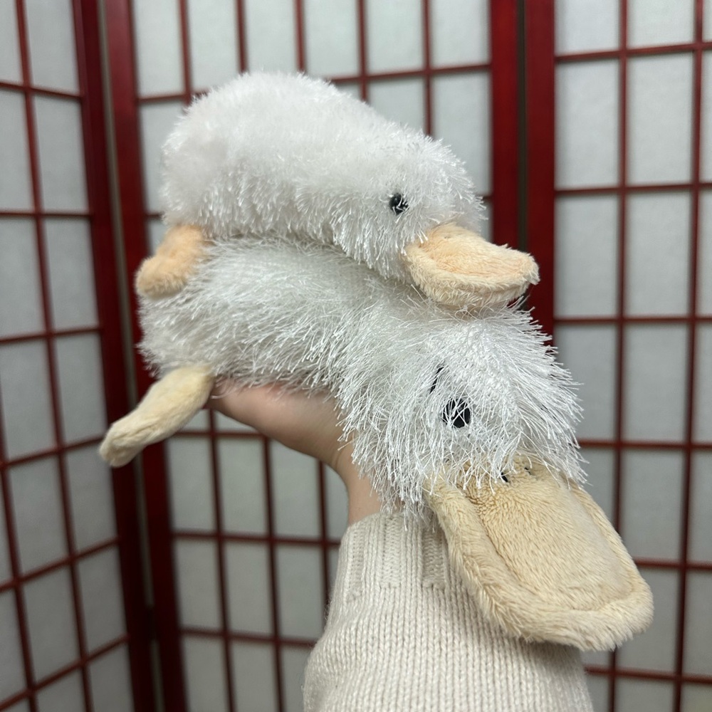 Webkinz Gund Set of Two Medium and Small White Platypus Plush No Code